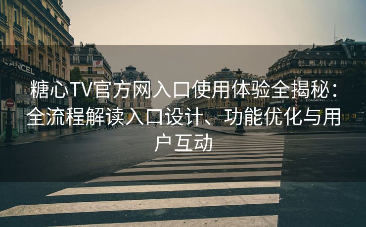 糖心TV官方网入口使用体验全揭秘：全流程解读入口设计、功能优化与用户互动